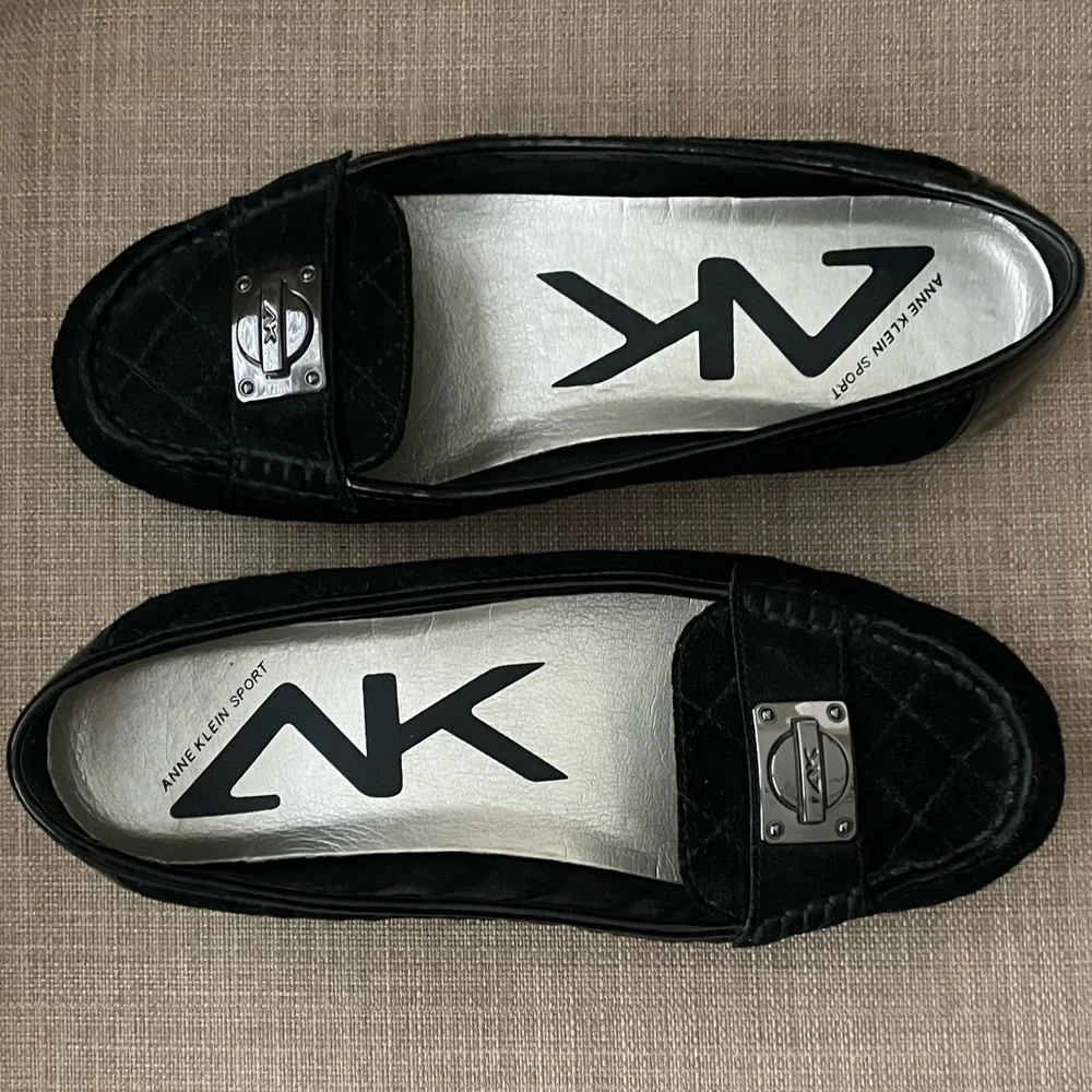 Anne Klein Sport Quilted Black Suede Flats